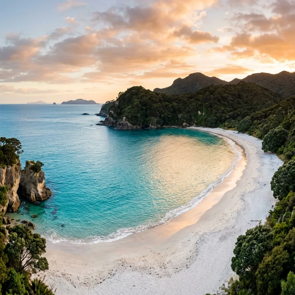 A stunning, serene beach in Coromandel, New Zealand